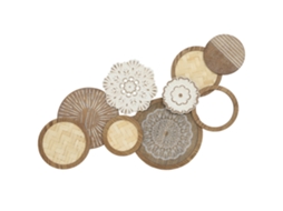 Decoração De Natural Parede Madeira, Escultura Em Único Múltiplos Discos, 83,8 X 44,5 Cm,