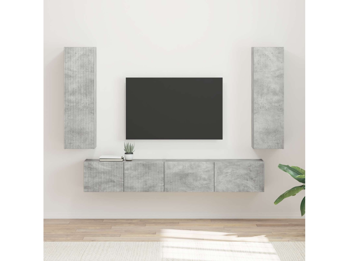 Vidaxl Conjunto De Móvel De Tv 3 Pcs Cinzento Madeira Processada