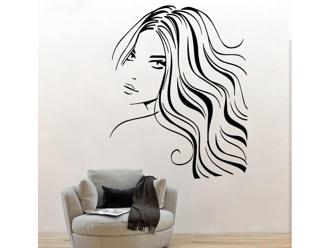 Moda Beleza Mulher Arte De Parede Adesivos Muraux Em Pvc Material Diy Arte Para Salão De Beleza Canapé Toile De Fond Decoração Acessório 58x72 Cm
