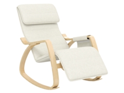 Poltrona Enfermagem Balanço com Apoio Pés e Encosto Cabeça, Branco Creme
