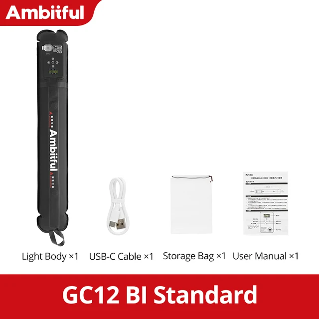 Luz De Ar Inflável Flexível Para Fotografia De 12 Polegadas, Temperatura De Cor Ajustável 2700k-6500k Gc12 Bi