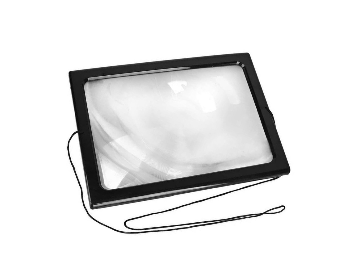 Lupa de Leitura YURU, de página inteira A4, 3x, com luz LED, dobrável, com cordão