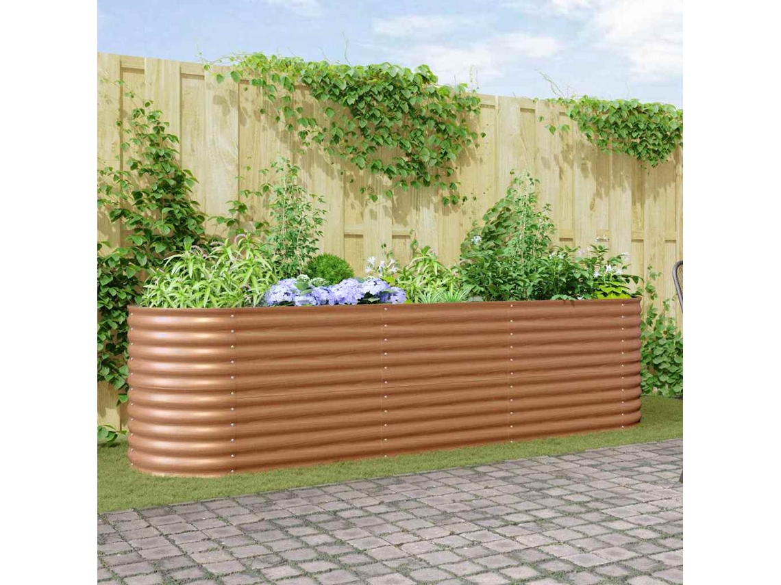 Vidaxl Cama Elevada Castanho 320 X 80 X 81 Cm Aço
