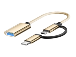Lurelia Adaptador Otg 2 Em 1 Dourado Robusto