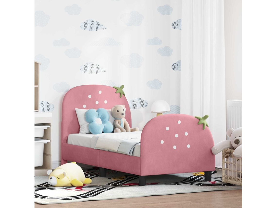 Vidaxl Estrutura De Cama Para Criança Com Cabeceira Rosa 70 X 140 Cm