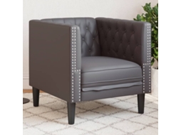 Vidaxl Sofá Chesterfield Couro Artificial Cinzento