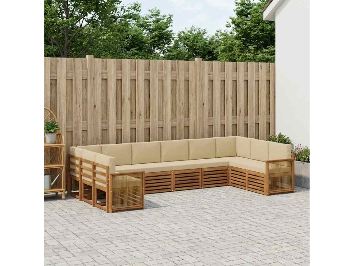 Vidaxl Conjunto De Sofás Para Exterior 7 Unid. Natural