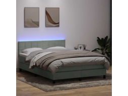 Vidaxl Cama Box Spring C/ Colchão E Led 160x210 Cm Veludo Cinzento-claro