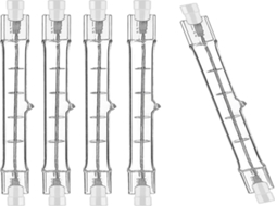 Lurelia Pacote com 5 Lâmpadas Halógenas Lineares R7s 500w 230v 2700k 118mm, Sem Fita Adesiva, Cápsula Transparente