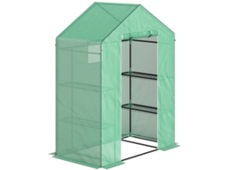 Estufa com Porta, Janelas e Prateleiras em Aço (143x74x190cm) Verde para Tomates e Vegetais