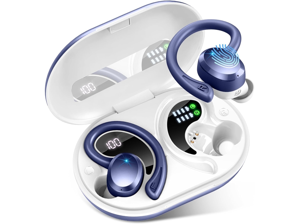Fones Esportivos Bluetooth, Microfone Estéreo Cancelamento Ruído, Bluetooth 5.3 Ip7 À Prova D'água P/ Exercícios/corrida Azul JIAPEI