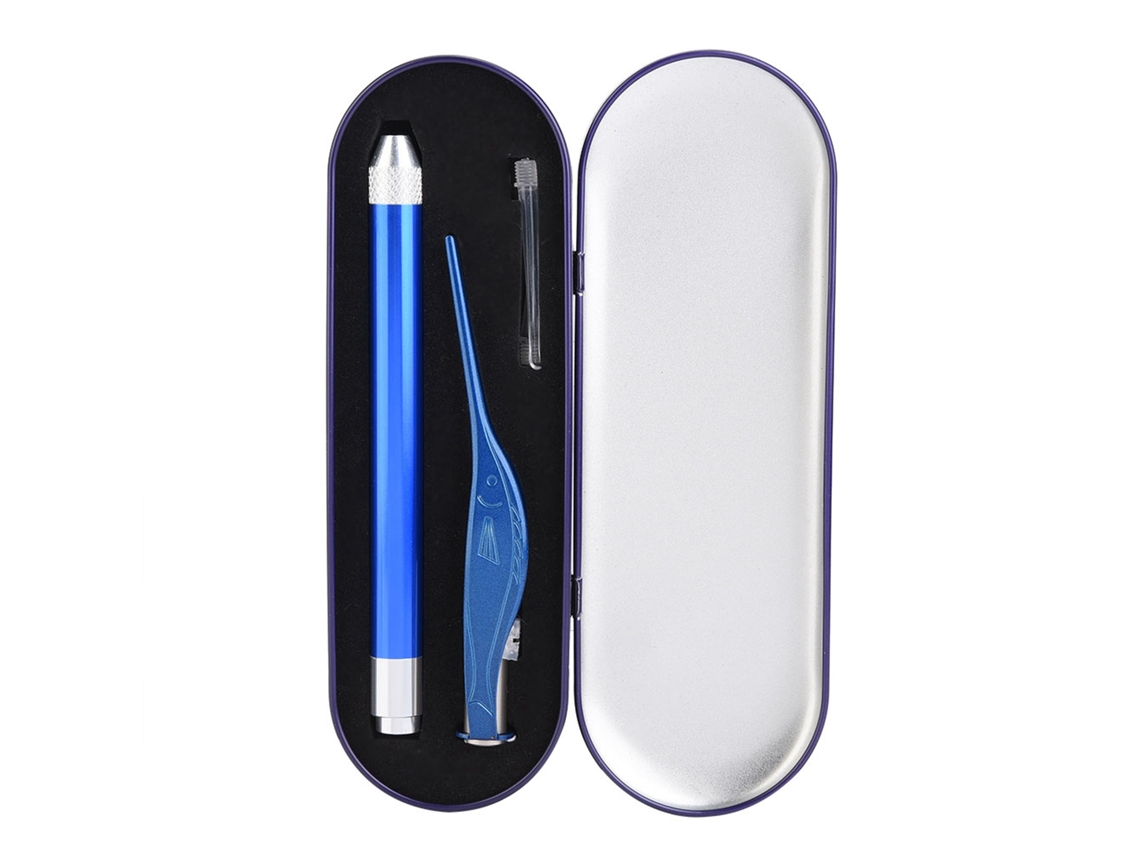 Conjunto De Limpeza Ouvido Com Luz Luminosa Aço Inoxidável Durável Para Bebê Criança Azul