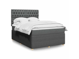 Vidaxl Cama com Molas/colchão 140x200 Cm Tecido Cinzento escuro