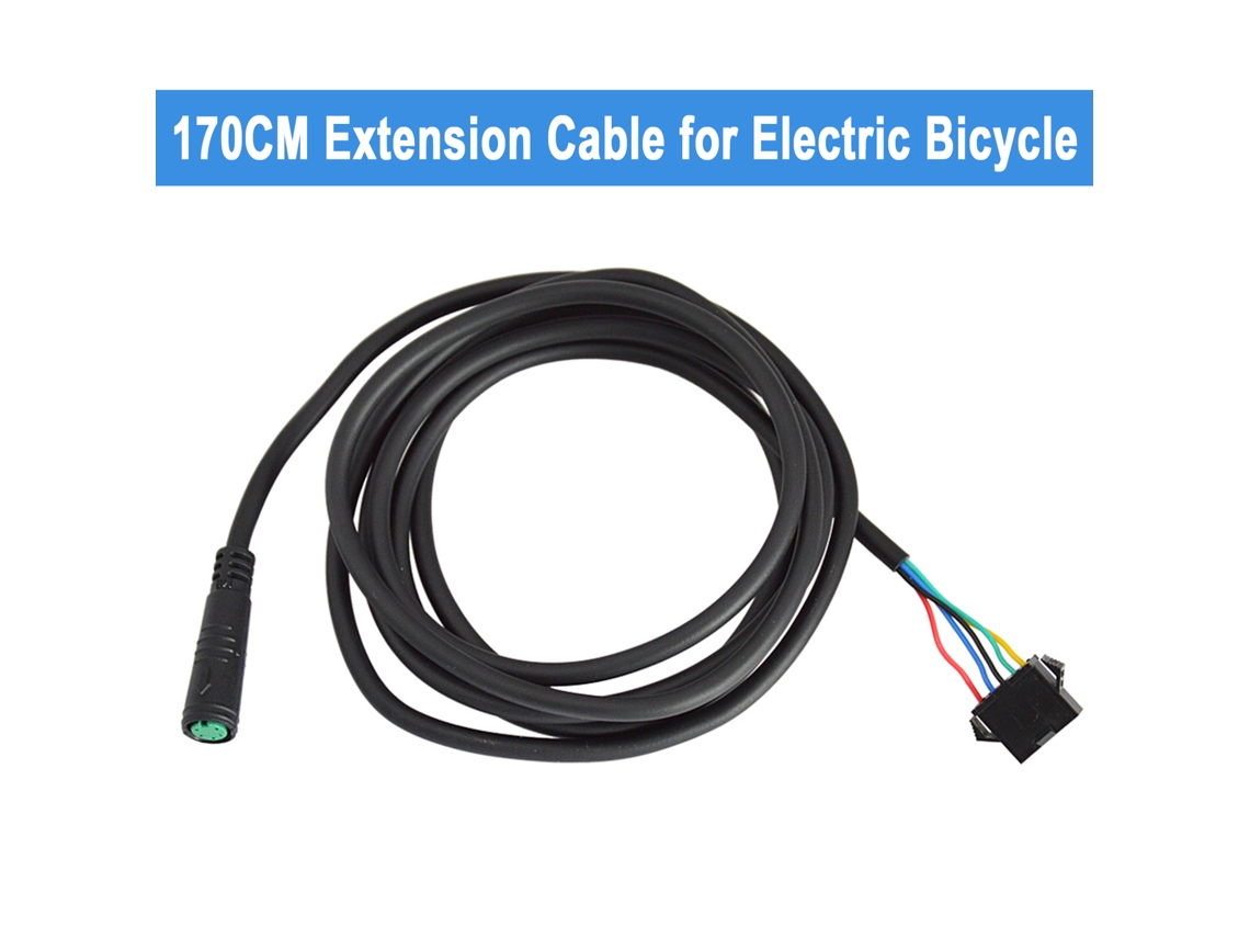 Cabo de extensão para bicicleta elétrica 5 pinos 170cm impermeável para display e acessórios ebike S/MARCA