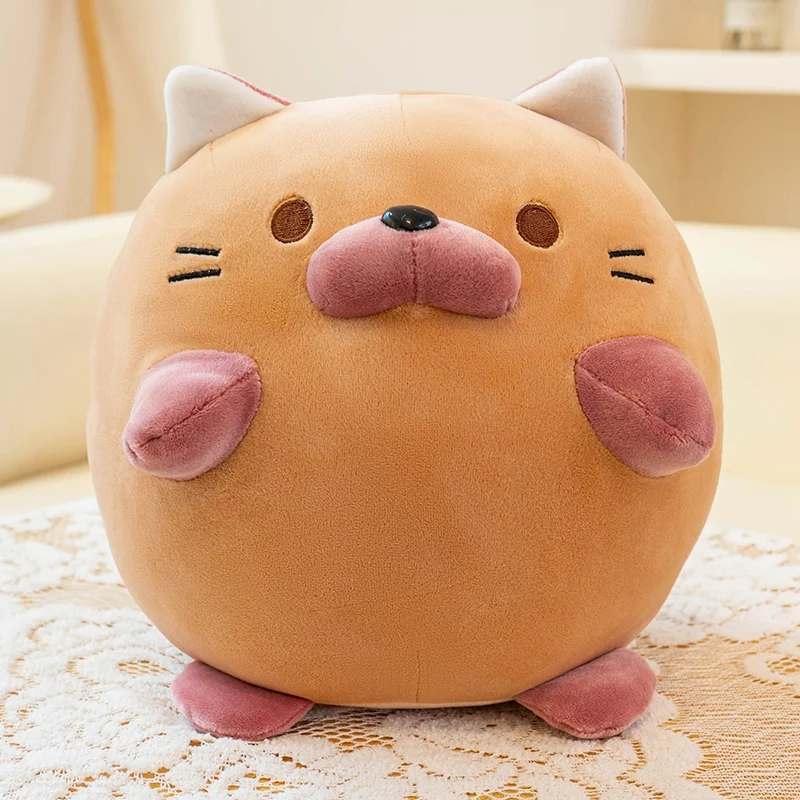 Lindo Brinquedo de Pelúcia de Gato, Boneca de Gato Redonda e Gordinha MDUG (marrom, 20 Cm)