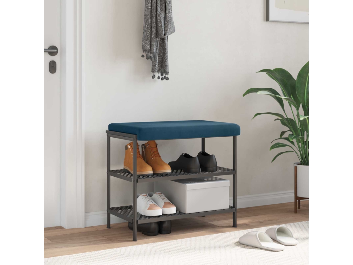Vidaxl Almofada De Banco Veludo Azul Profundidade 35 Cm