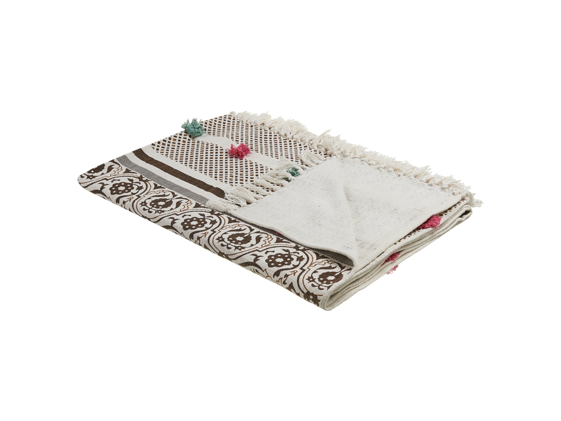 Manta Decorativa Beliani Chinsurah De Algodón Marrón 130x180x1