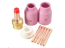 Kit de Acessórios para Tocha Soldagem Tig 9 Peças, 3/32 Polegadas, 17/18/26, Lente Gás Tak18