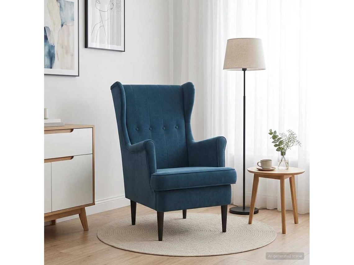 Vidaxl Poltrona Azul Veludo