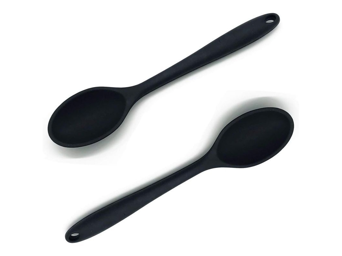 Set De 2 Colheres De Silicone Antiaderentes Sem Bpa Para Misturar, Servir E Cozinhar Resistentes Ao Calor