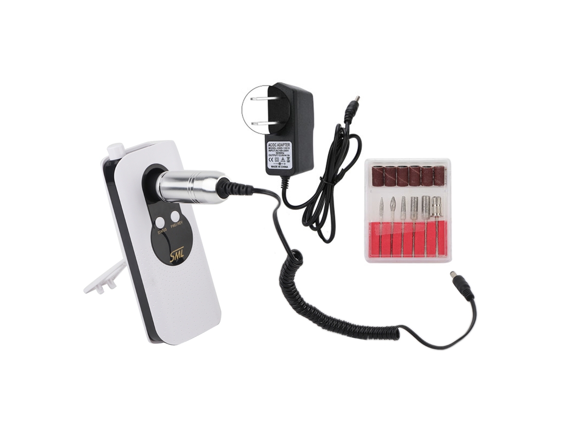 Máquina De Polir Unhas Elétrica 12w 35000rpm Ferramenta De Manicure Com Cabeças De Polimento Branca