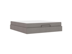 SYFAX™ Estrutura de Cama com Colchão 2 Pcs Cinzento acastanhado Tecido