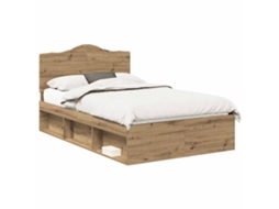 Estrutura da Cama com Cabeceira Carvalho Artesanal 135x190 cm MAISON EXCLUSIVE