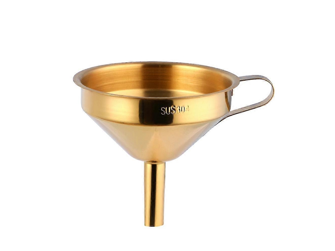 Funil De Aço Inoxidável Com Filtro Removível Para Conservas - Dourado