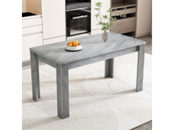 Mesa De Jantar Retangular Em Carvalho, Design Moderno E Robusto, Quatro Pés, Visual Concreto, Estilo Casual E Contemporâneo.