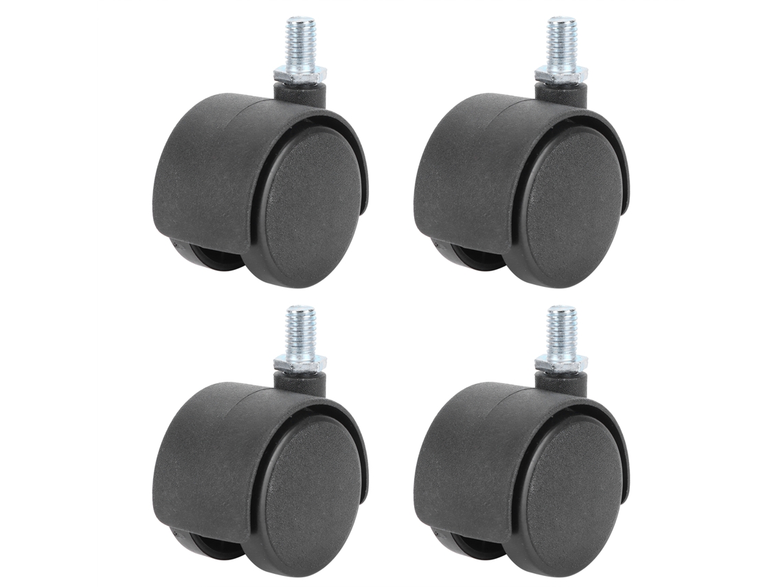 4 Rodas Giratórias Plásticas 3,8cm 360° Para Móveis E Cadeiras