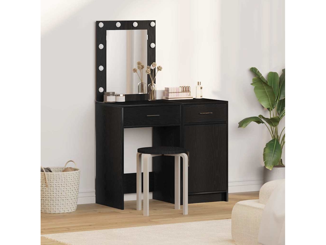 Vidaxl Mesa De Vestir 2 Unid. Preto 50 X 41 X 135 Cm