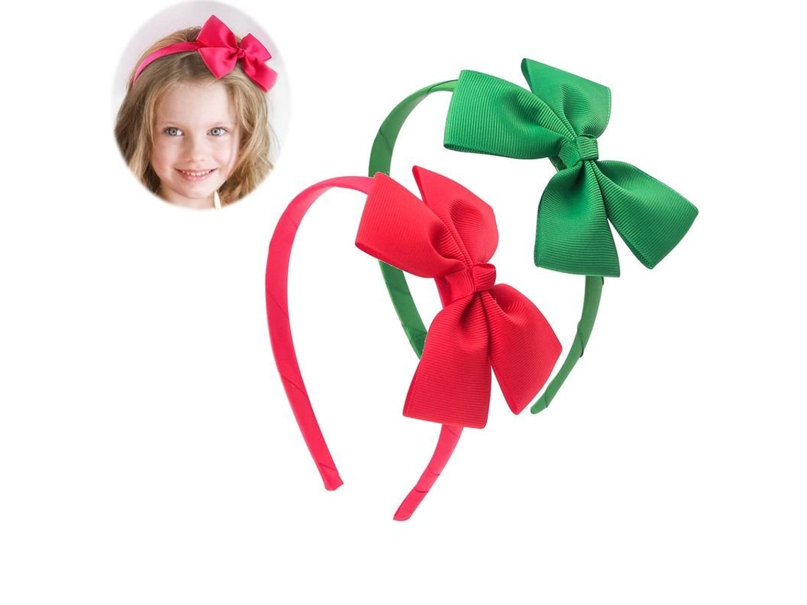 2 Pack de Faixas de Cabeça com Laço de Natal, Vermelho e Verde, Mulheres S/MARCA