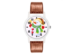 Relógio de Pulso Feminino Analógico Quartzo Mostrador Redondo com Pulseira Pu Café
