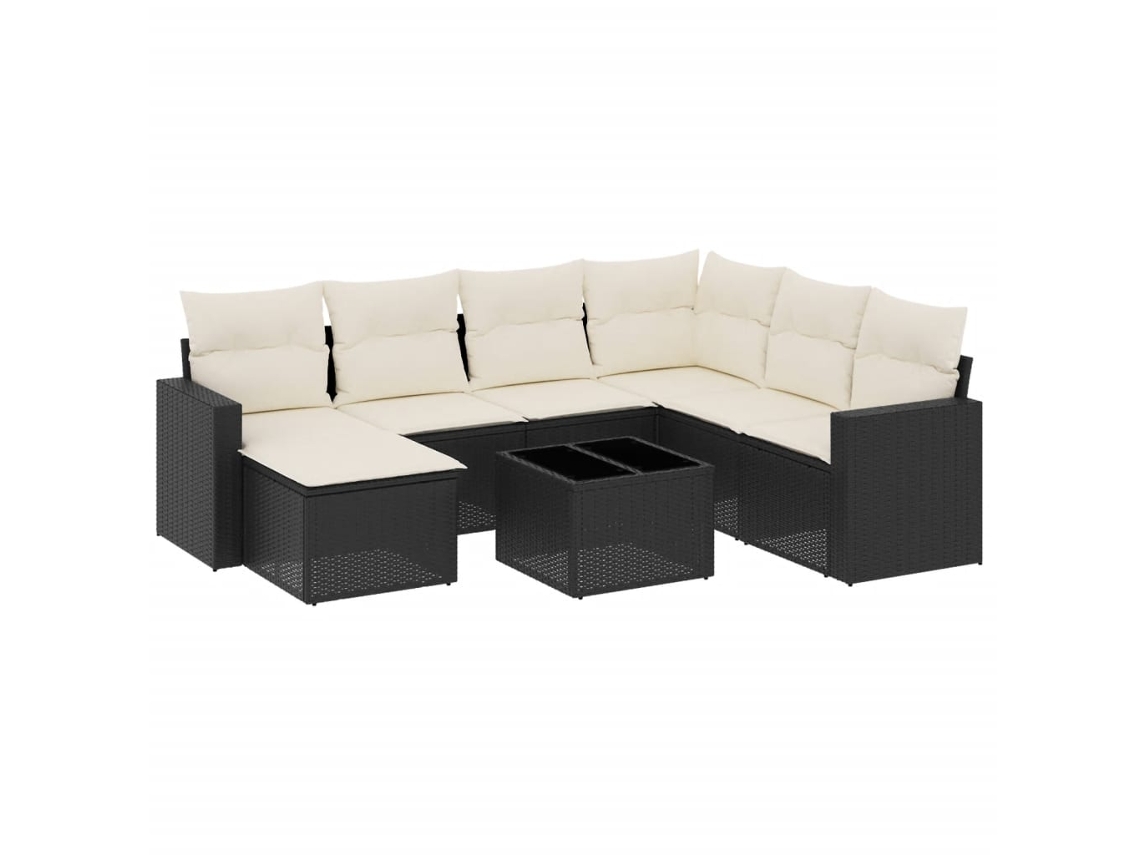 Maison Exclusive - 8 Pcs Conjunto Sofás De Jardim Com Almofadões Vime Pe Preto