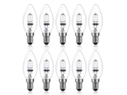 Rebe Regulável Lâmpada Halógena 42w E14 C35 220 240v Branca Quente 2700k Transparente 613lm 35xh98mm (10 Peças)