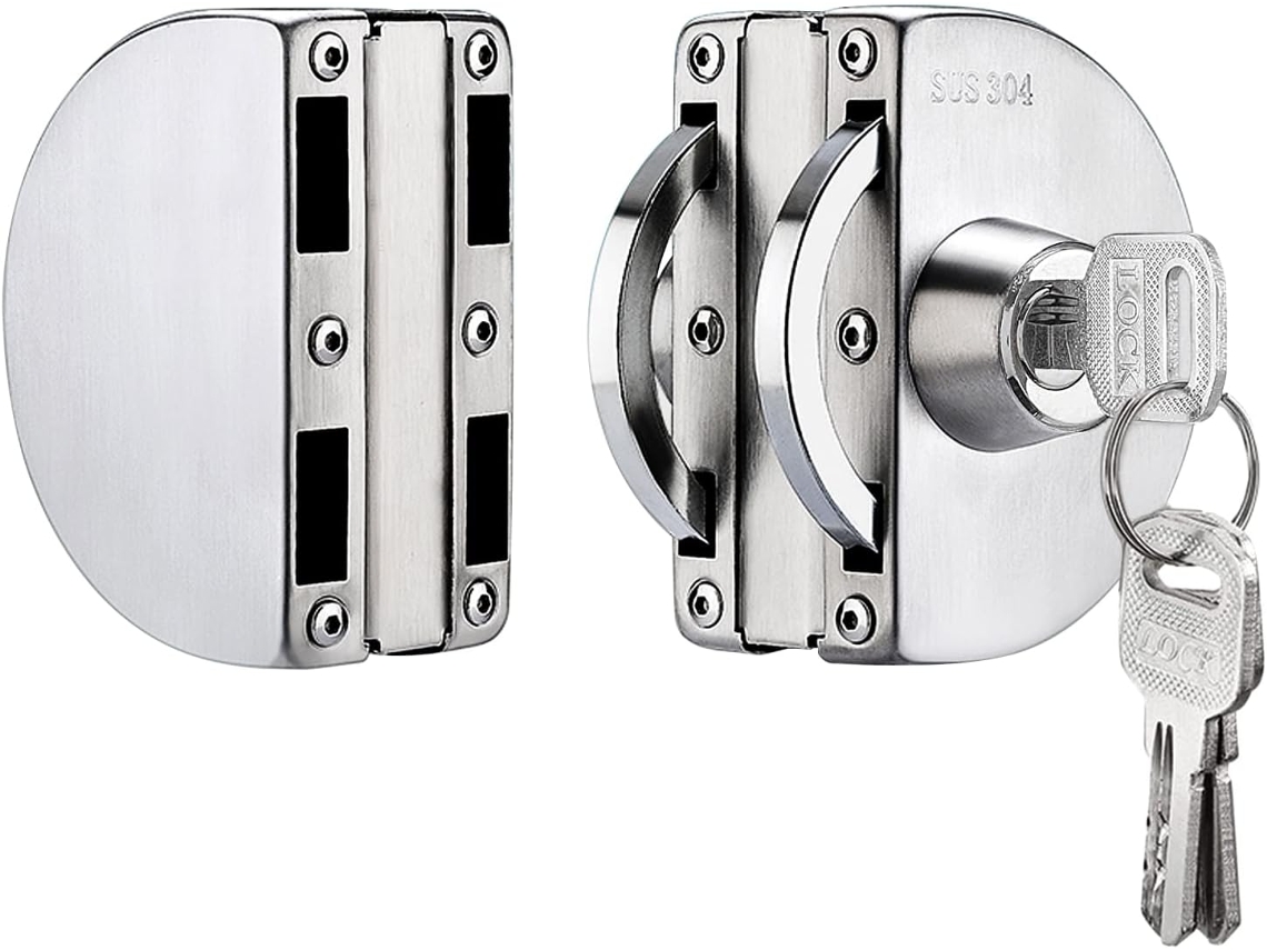 Fechadura De Aço Inoxidável 304 Para Portas Vidro Com Espessura 10 A 12 Mm.