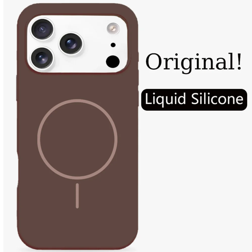 (marrom, Iphone 15 Plus) Capa Protetora De Silicone Líquido De Alta Qualidade, Macia Ao Toque, Compatível Com Carregamento Sem Fio Magnético.