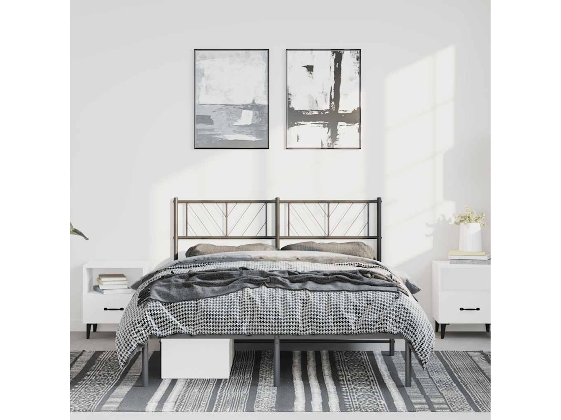 Vidaxl Estrutura De Cama Em Metal Com Cabeceira 150x200 Cm Preto