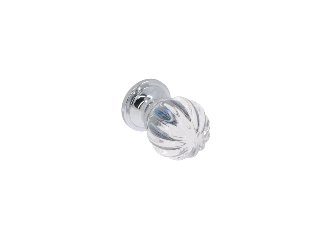 Conjunto de 25 Puxadores HARDWAREXCHANGE em Zamac e Cristal com diâmetro de 30mm, cromados polidos