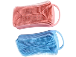 Conjunto De 2 Escovas Silicone Para Banho, Para Limpeza E Massagem Corporal, Antibacterianas, Com Gancho Para Pendurar E