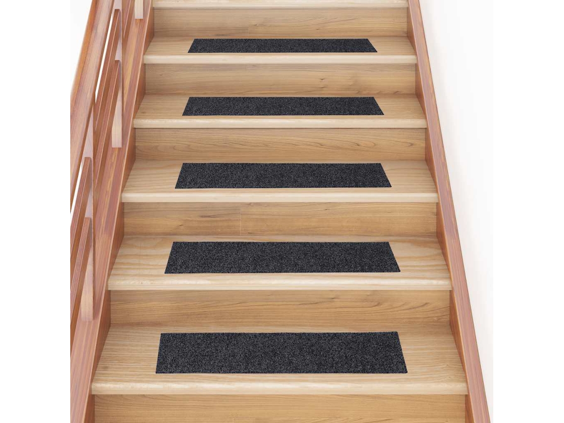 Vidaxl Tapetes De Escada Autoadesivos 30 Peças 76x20 Cm Cinzento Escuro Retangulares