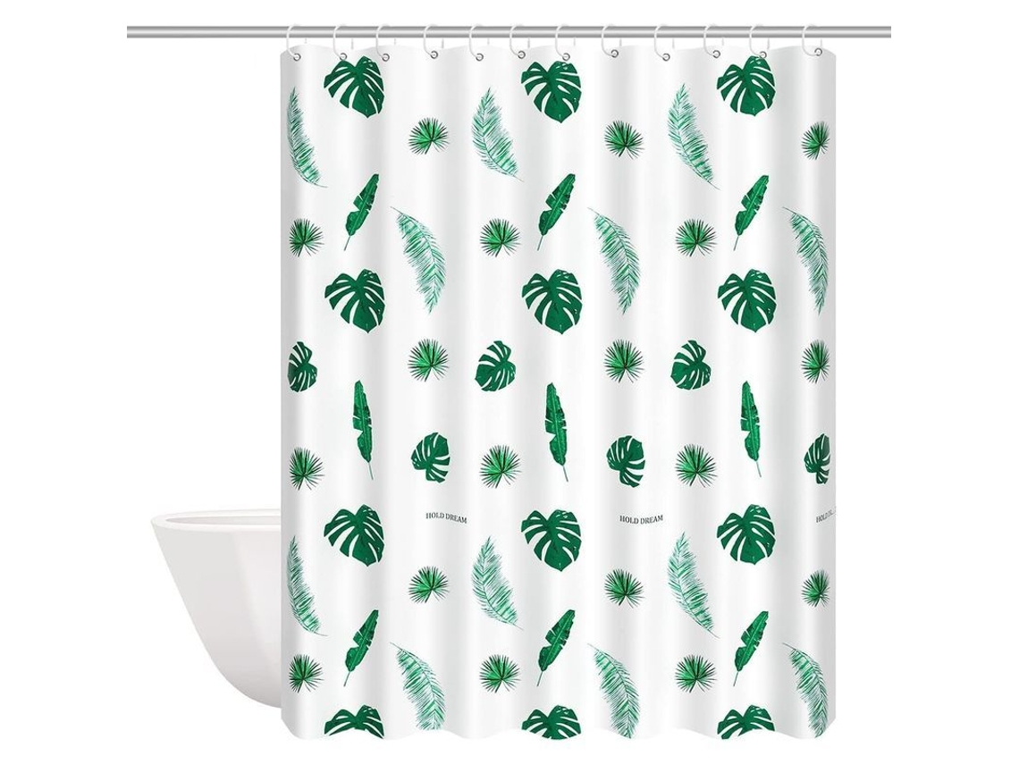 2026 cortina de Ducha Linjou Impermeable Antimoho 180x200cm Lavable Antibacteriana Con 12 Anillos (verde shuye)