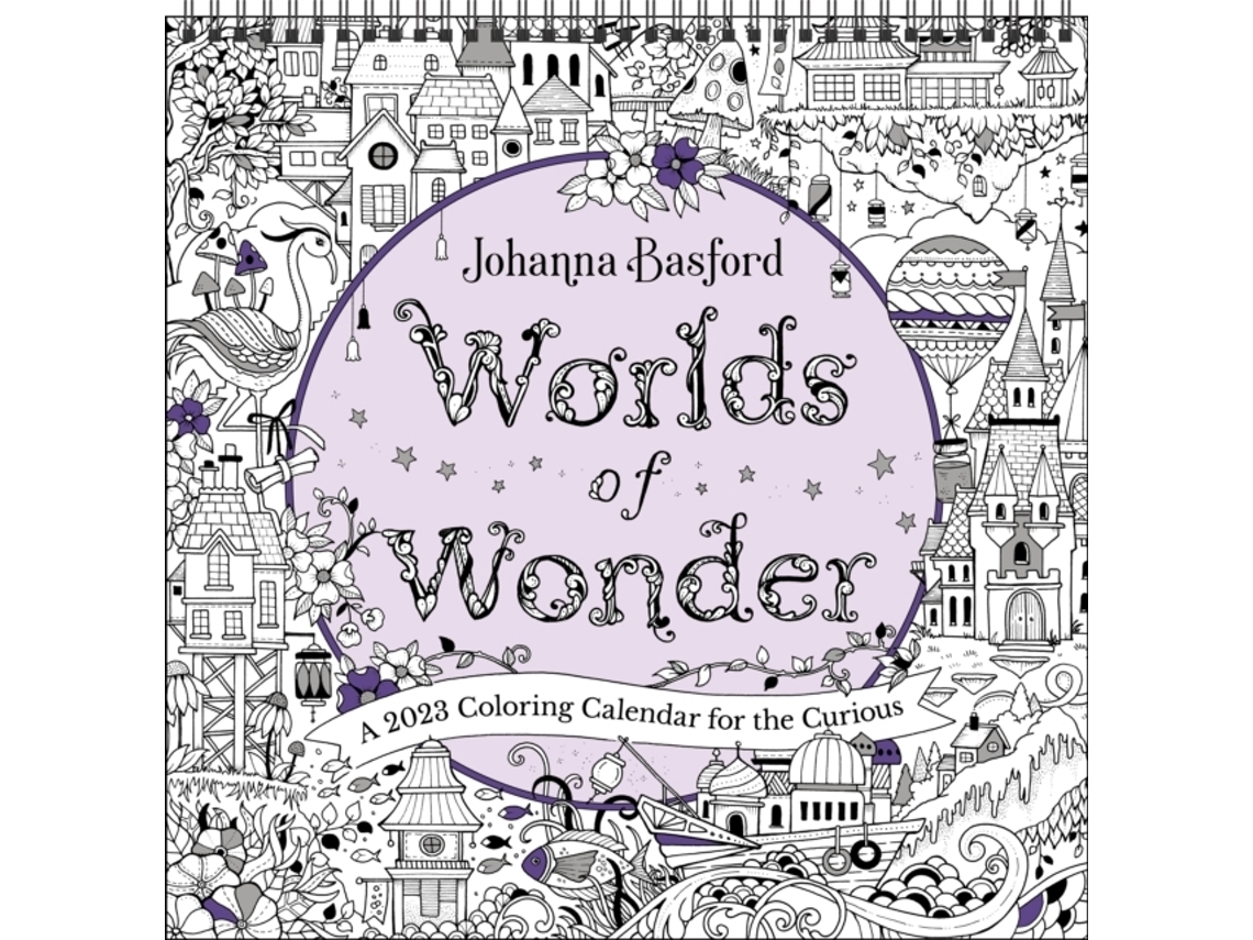 Livro johanna basford worlds of wonder 2023 coloring wall calendar de johanna basford (inglês