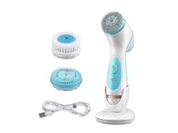 Massageador Facial 3 em 1, Escova de Limpeza Elétrica Silicone com Rotação GOKOCO