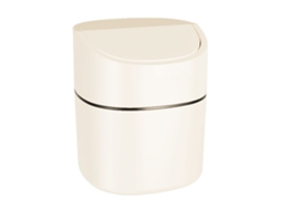 Lixeira Mini de Plástico Branco Creme para Mesa com Tampa Oscilante 16x13cm