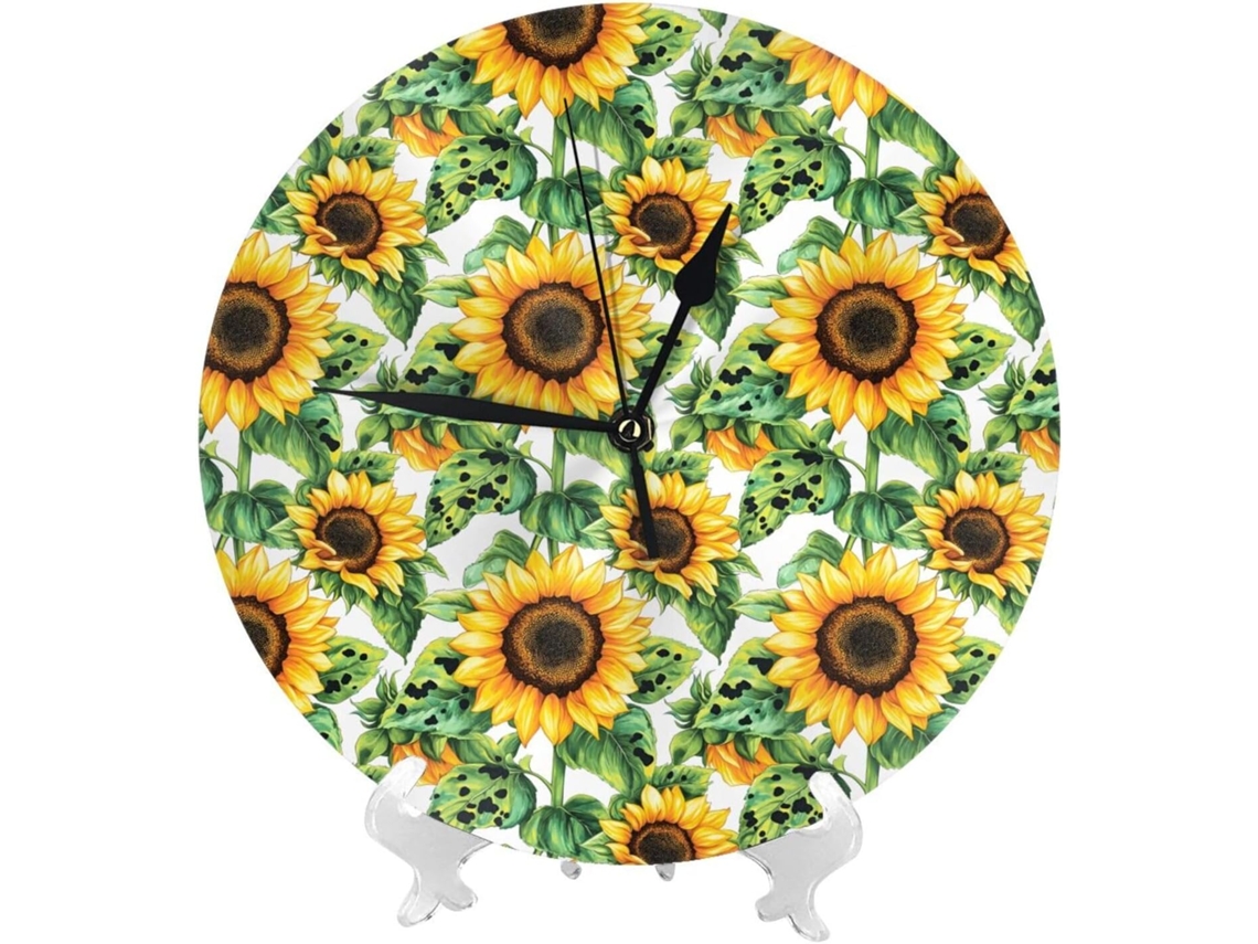 Relógio De Parede De 25cm 10 Polegadas A Bateria, Com Design De Girassol Amarelo, Moderno, Silencioso, Pequeno,