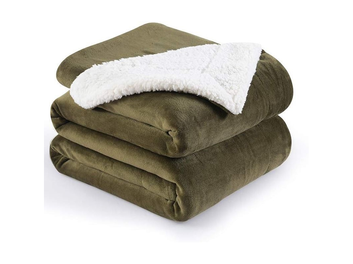 2026 manta Sherpa Reversível Suave e Quente de Microfibra 50"x60" Cor Verde Militar Leve Antidesfiamento