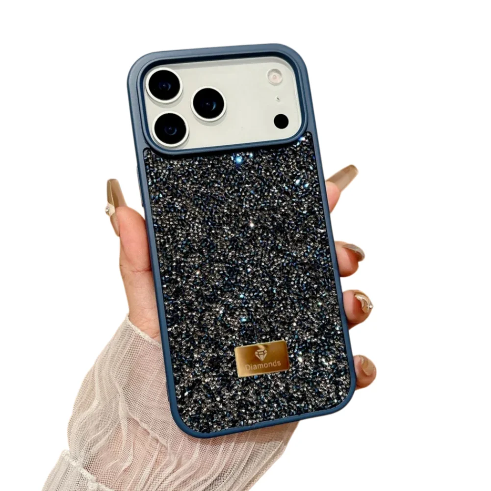 (azul, Iphone 16 Pro) Capa De Celular Luxuosa E Iridescente Com Cobertura Total E Detalhes Em Zircônia Na Cor Diamante.