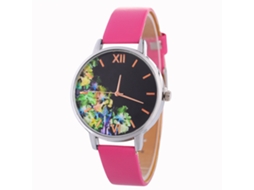 Relógio de Pulso Feminino Analógico de Quartzo com Pulseira de Couro Estilo Fashion Redondo