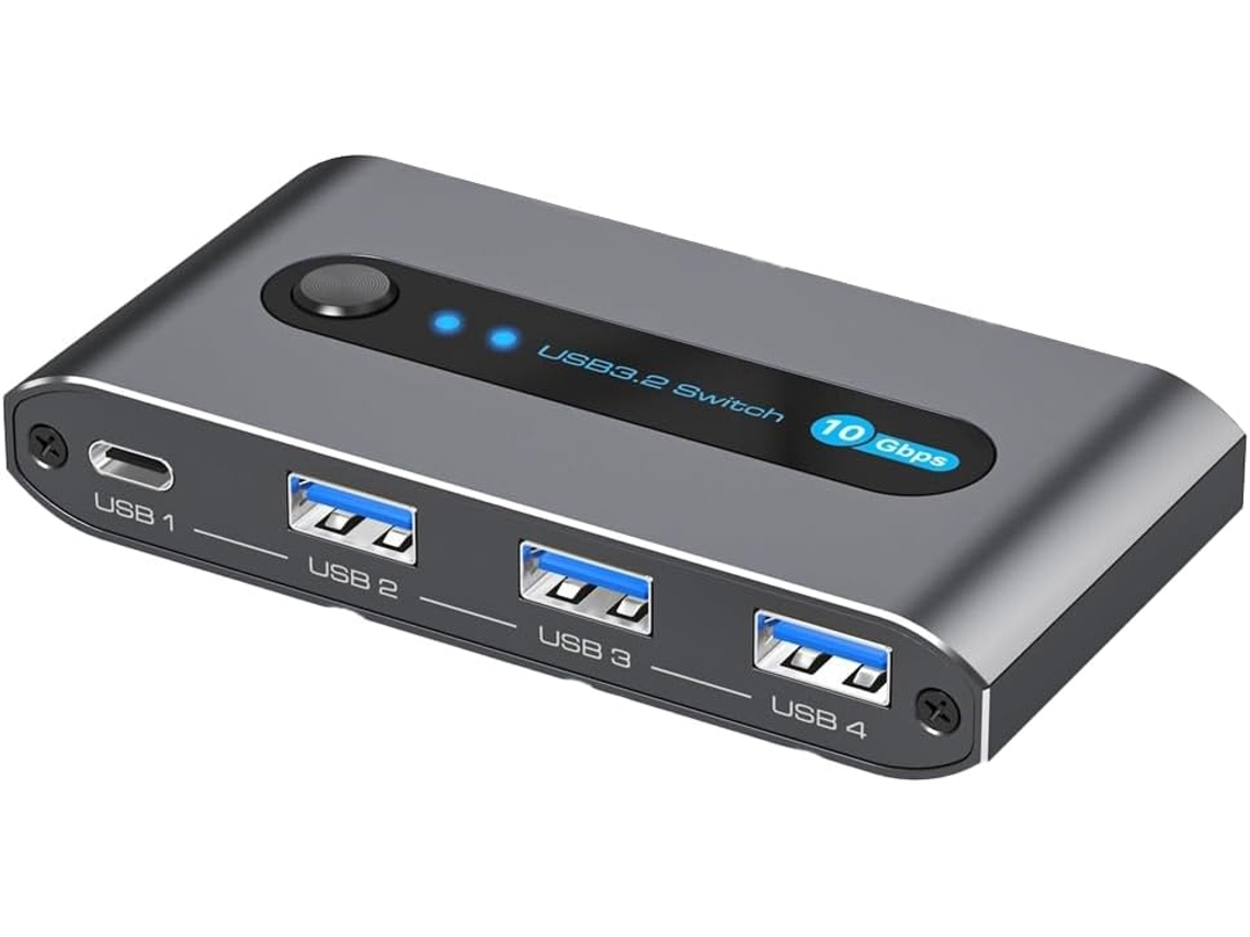 Switch Usb 3.2 10gbps, Tipo C, 4 Portas Para Pc, Laptop E Compartilhamento.